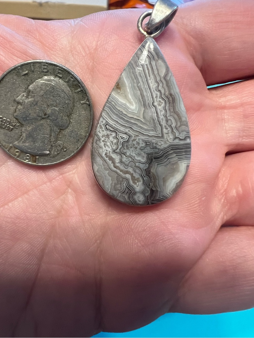 Crazy Lace Agate Teardrop Pendant